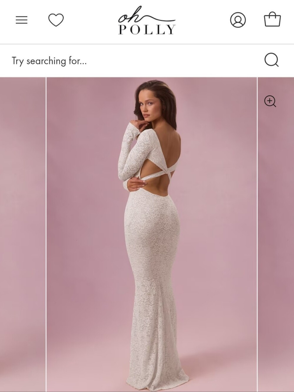 Oh Polly Isolde Lace Long-Sleeve Maxi Dress in Pearl